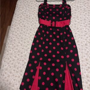 Polka Dot Kids Dress - Black and Pink